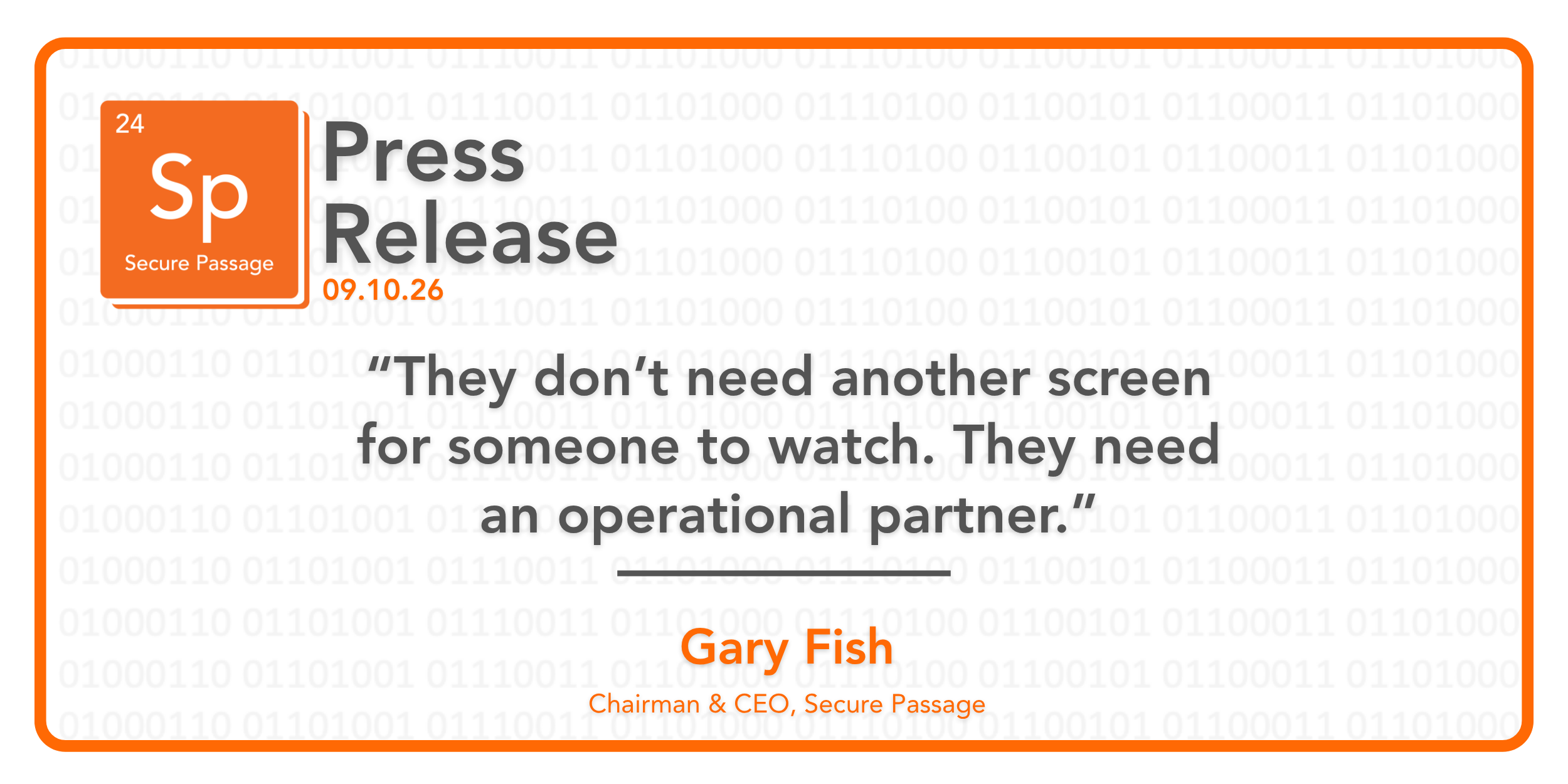 Gary Fish on Secure Passage’s operational partnership, September 10, 2026